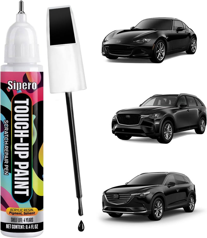 sipero for Mazda Touch Up Paint - Jet Black Mica 41W - Exact Color Match Scratch Repair Kit for Mazda 3, 5, 6, CX-5, CX-9, CX-30, CX-90 - Image 1